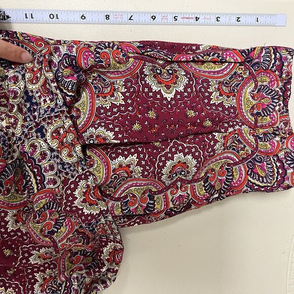 ett:twa Anthropologie Pants 4 Pink Paisley Wide Leg Boho Elastic Waist Lounge - Picture 7 of 9